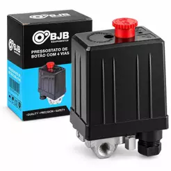 Pressostato Compressor de Ar 80/120 PSI 4 Vias Rosca 1/4 Compatível com Schulz Motomil Chiaperini Pressure BJB