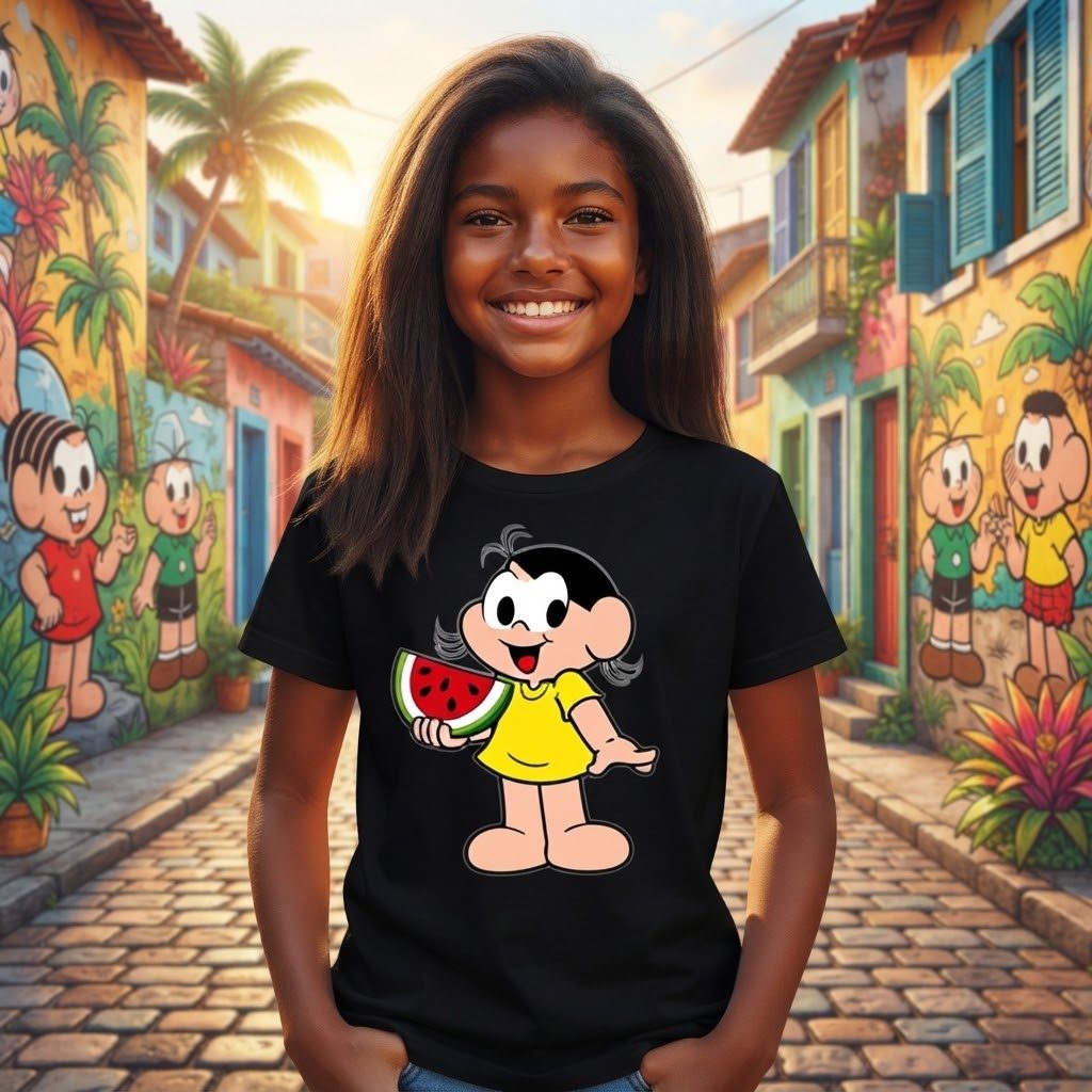 Camiseta Infantil Blusa Personagem Divertida Fruta Algodão Confortável Estampa Exclusiva Dia a Dia Presente