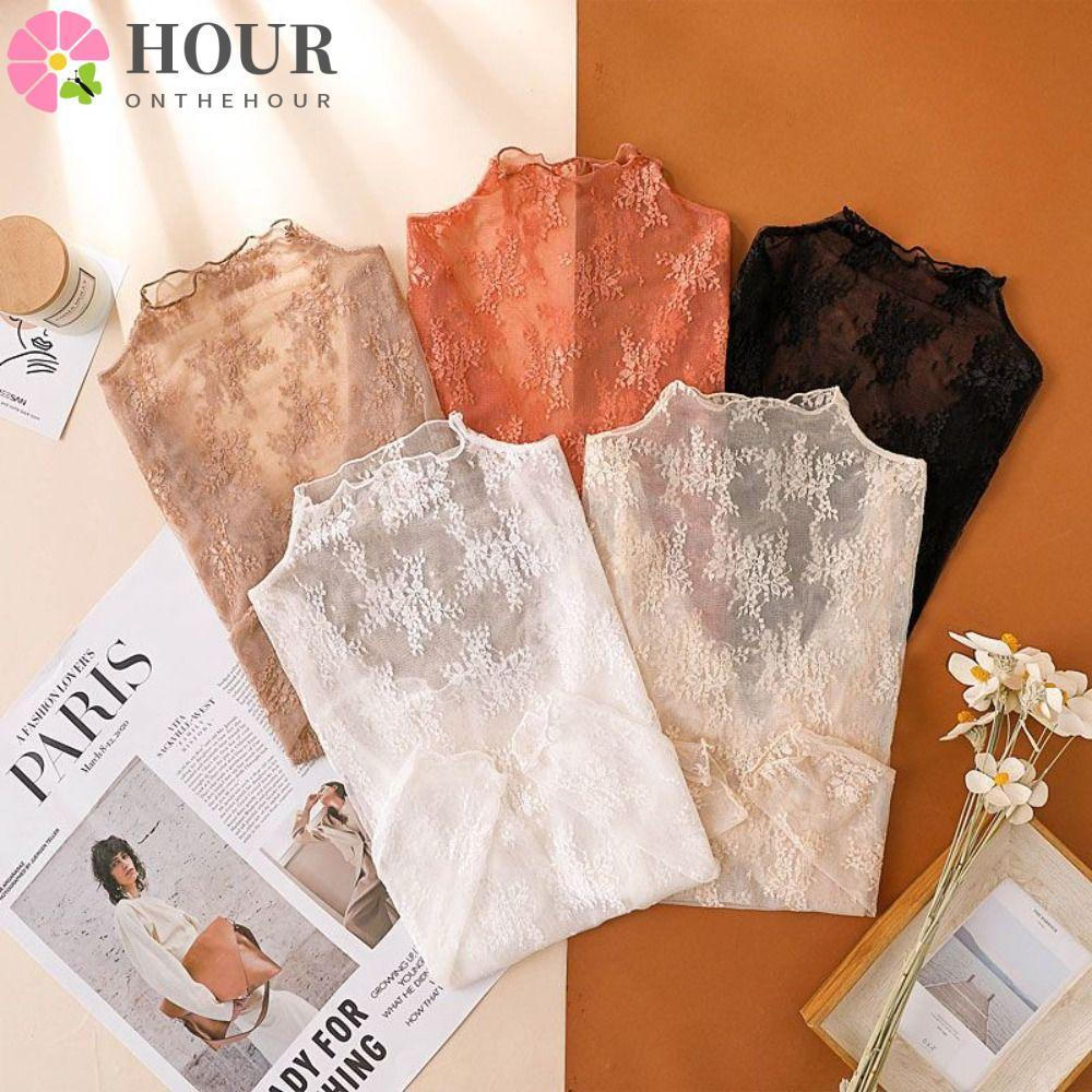 Camisetas HOUR , Blusa Transparente De Manga Comprida , Blusas Femininas De Malha Preta DDTS
