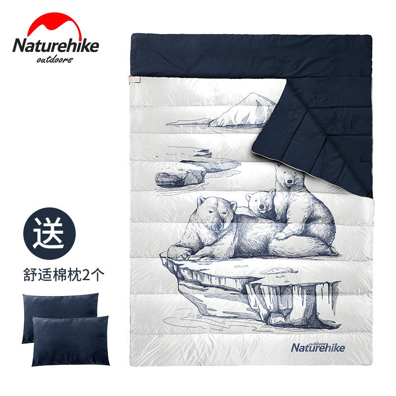 Saco de dormir duplo para acampamento ao ar livre, com padrão de travesseiro, tipo adulto, saco de dormir único, respirá