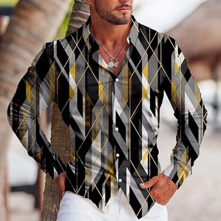 Nova Moda Masculina Camisas De Manga Longa Casual Luz Listra Impressa Camisa Botão Topos Roupas Masculinas De Alta Quali