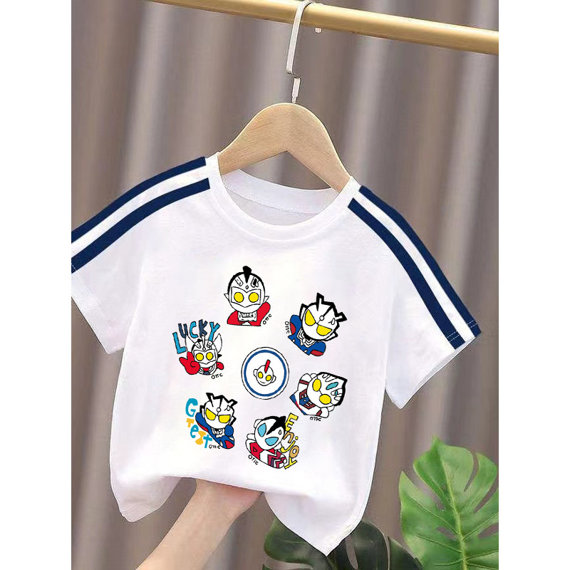 100% algodão meninos em torno do pescoço de manga curta camiseta 2025 verão novo estilo crianças bebê dos desenhos anima