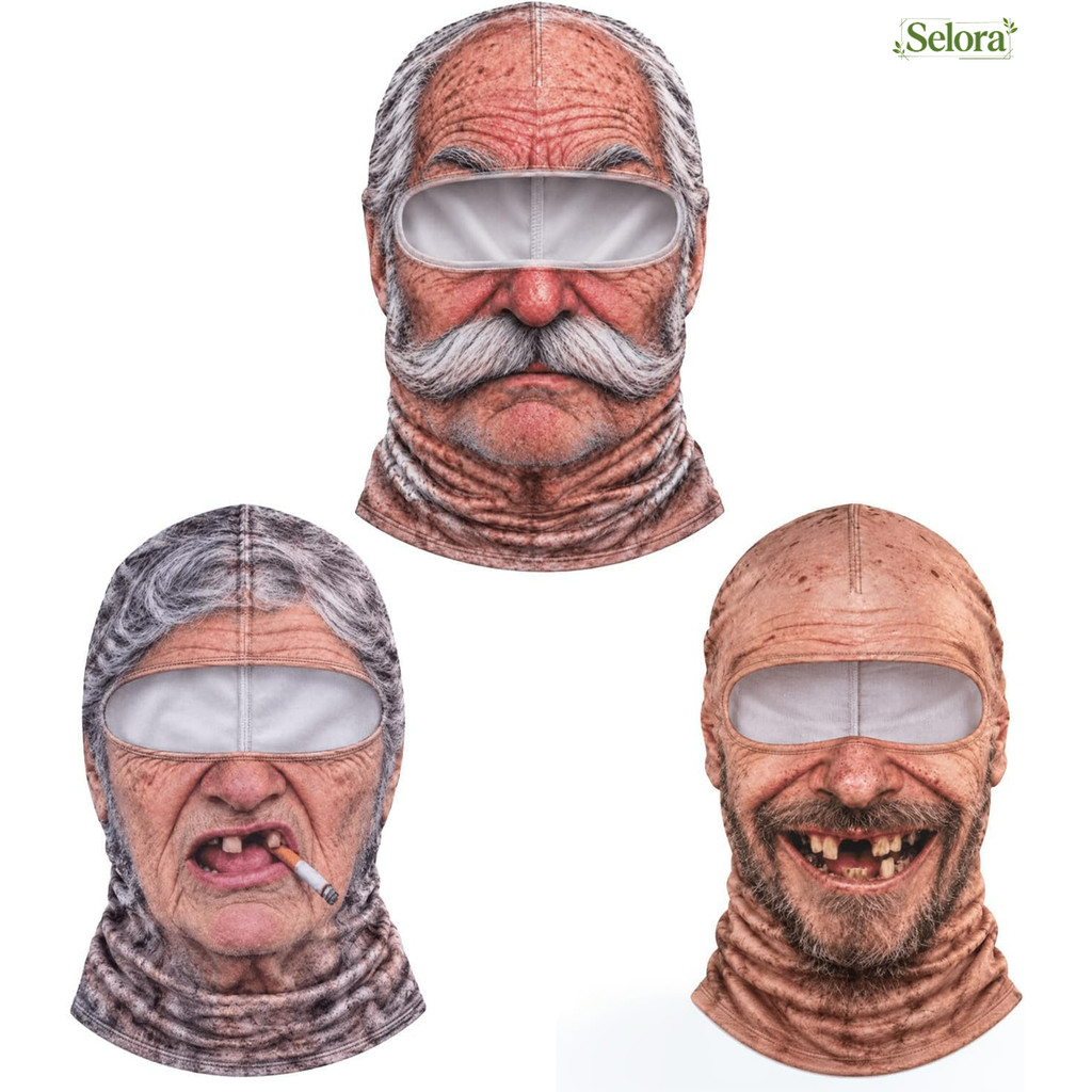 Balaclava Máscara Facial 3D Rosto de Velho Engraçado, Máscara de Esqui para Inverno, Cosplay e Festas