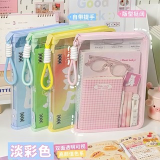 Macaron saco de arquivo portátil com zíper saco de transporte saco de livro A4 transparente saco de armazenamento de arq