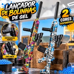 Lançador de Bolinhas de Gel Elétrico Infantil com Bateria Recarregável Luneta Óculos Proteção 300 Bolinhas
