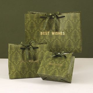 Saco de presente de embalagem de alta qualidade ins saco de papel verde roupas presente saco de compras lembrança de ani