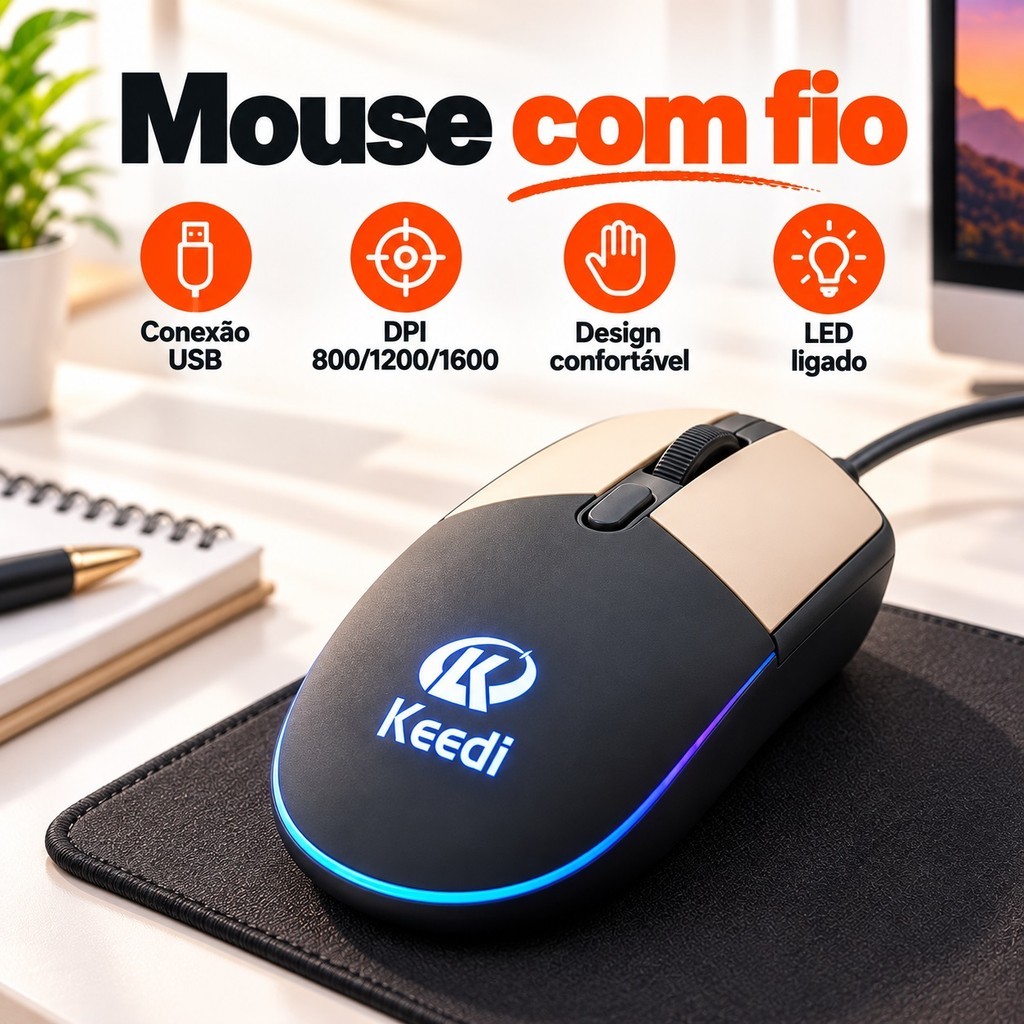 Kit Gamer Teclado A BNT2 LED Multicolorido com Controle de Volume e Mouse 1600 DPI USB com Fio · foto 2