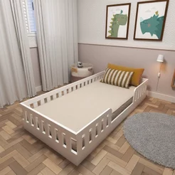 Cama Infantil Montessoriana Solteiro Sol Ii Branco