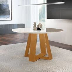 Mesa para Sala de Jantar Tampo com Vidro Grécia Marrom/Castanho Cinamomo Castanho Cinamomo