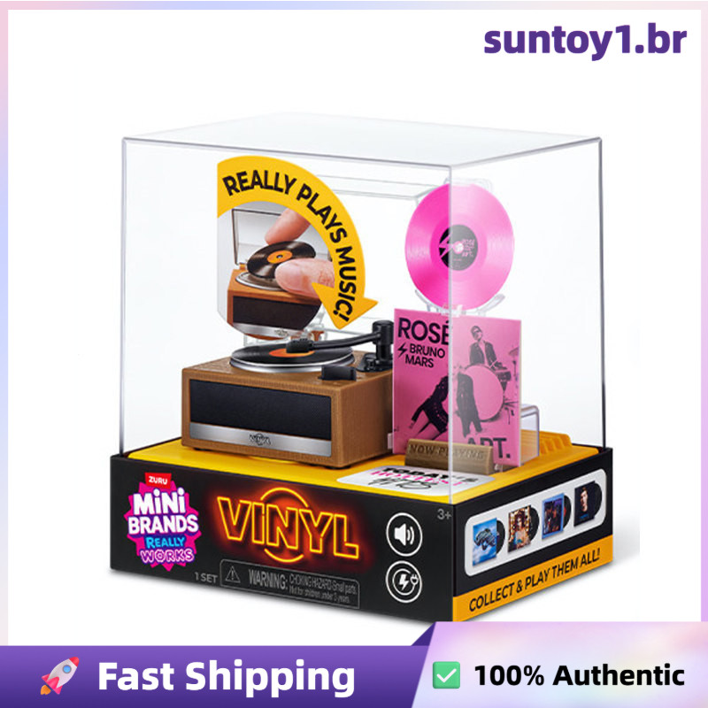 Mini toca-discos de vinil colecionável com suporte para exibição, um brinquedo ideal para oferecer como presente a amant
