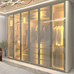 Guarda-Roupa Casal 6 Portas com 6 Portas Reflecta com Pés com LED Innova 100% MDF Branco/Off White Off White