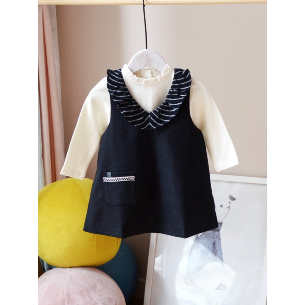 Comércio exterior ~ 1-4 anos de idade meninas bebê puro algodão longo camiseta colete saia terno crianças primavera outo