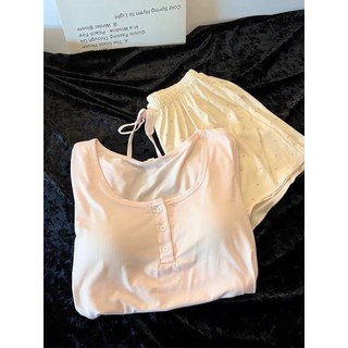 Estilo coreano ins doce Modal pijamas feminino verão com almofada no peito Shorts de manga curta Loungewear terno pode s