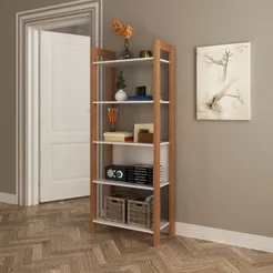 Estante de Livros 65CMX165,5cm 5 Prateleiras Az Branco/Amêndoa Amêndoa/Branco