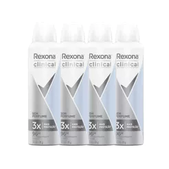 Kit Desodorante Antitranspirante Aerosol Rexona Clinical Sem Perfume 150ml - 4 Unidades