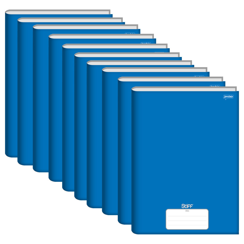 Kit 10 Cadernos Brochura Universitário Capa Dura 48 Folhas Stiff Azul – Jandaia