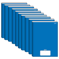 Kit 10 Cadernos Brochura Universitário Capa Dura 48 Folhas Stiff Azul – Jandaia