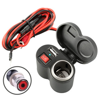 Tomada Acendedor 12V com USB 5V 2A Interruptor e Tampa à Prova d’Água para Carro