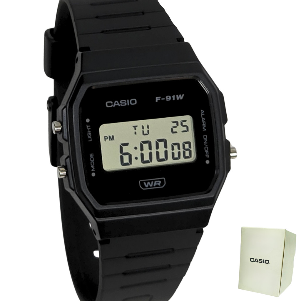 Relógio Casio Digital Unissex Clássico Preto F-91WB-1ADF