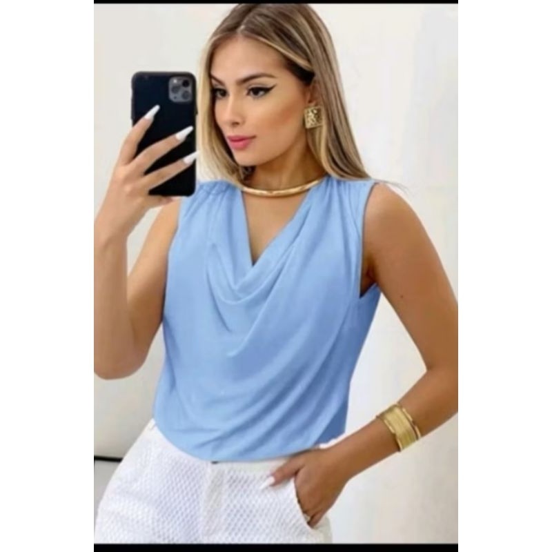 Blusa Regata Feminina Suplex Gola Bobagem Simples Para Verão em Oferta na Shopee