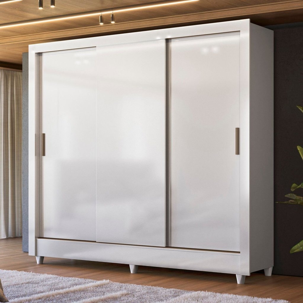 Guarda-roupas 3 Portas de Correr Roma Branco em Oferta na Shopee