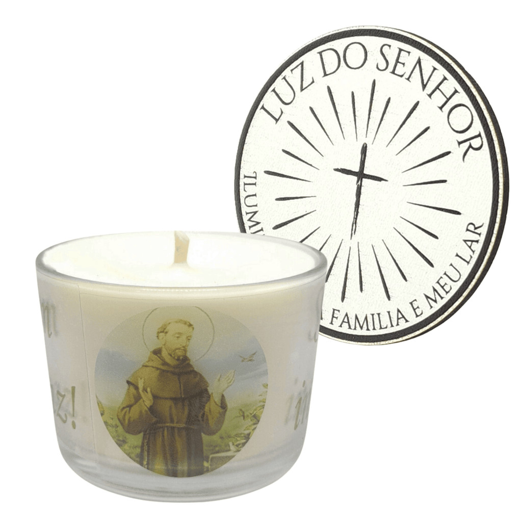 Vela Aromática São Francisco de Assis Copo de Vidro com Tampa