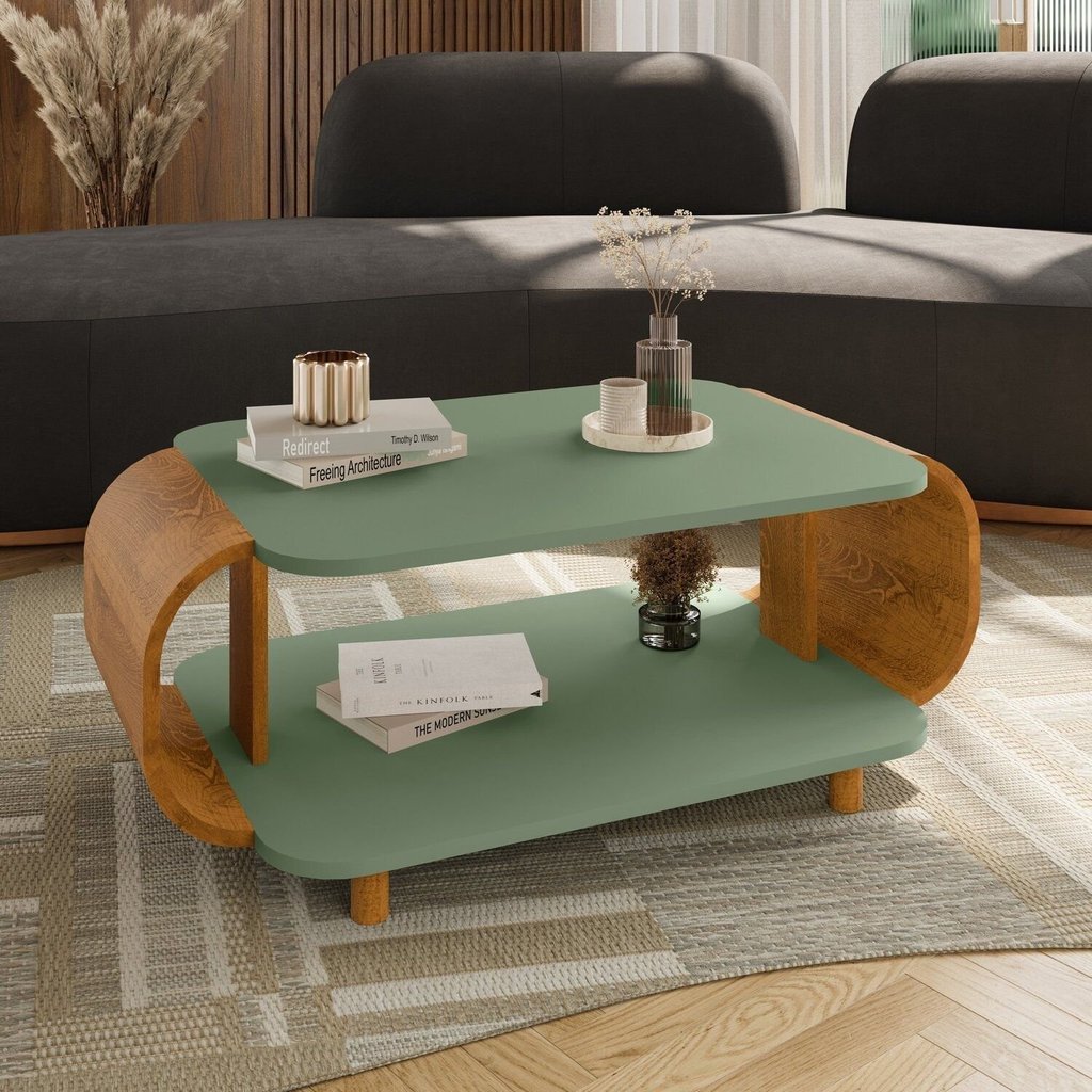 Mesa de Centro Floripa 35cm x 92cm Pistache/Naturalle em Oferta na Shopee