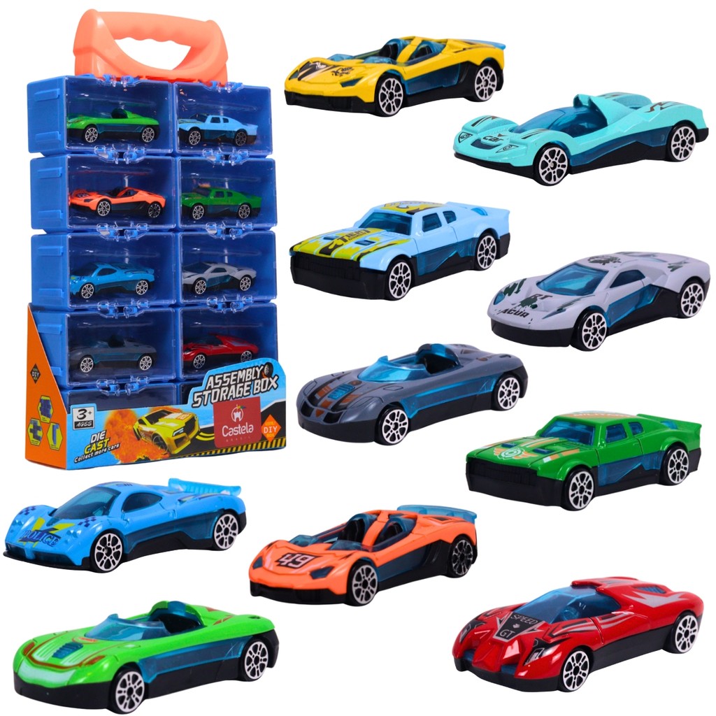 Maleta Garagem De Montar Guardar Pack 10 Carrinhos 1:64 - Castela em Oferta na Shopee