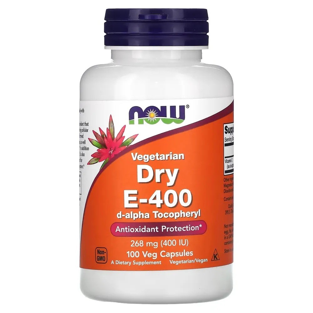 Suplemento Alimentar Dry E-400 Vitamina E 100 Cápsulas Vegetais NOW