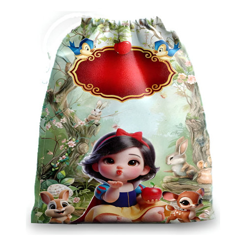 10 sacolinhas personalizada tecido BRANCA DE NEVE BABY lembrancinhas festa de aniversario 30cmx20cm