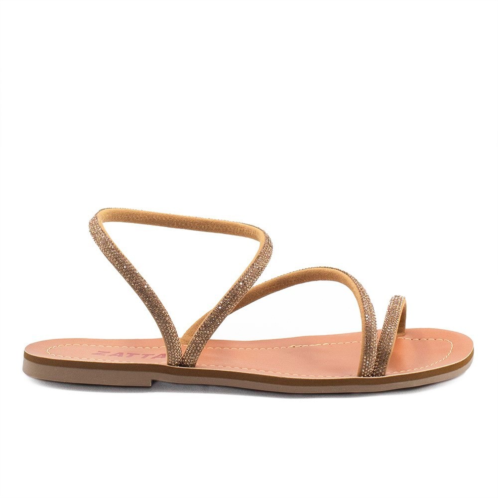 Sandália Rasteira Zatta Detalhe Tornozelo Mila Caramelo em Oferta na Shopee