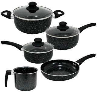 Jogo de Panelas de Indução Antiaderente Cerâmica Berlim Preta 5 peças - Hauskraft em Oferta na Shopee