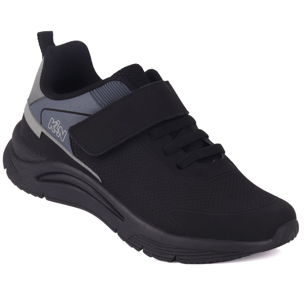 Tênis Infantil Unissex Klin Esportivo Com Amortecimento e Calce Fácil Velcro - Preto e Grafite em Oferta na Shopee
