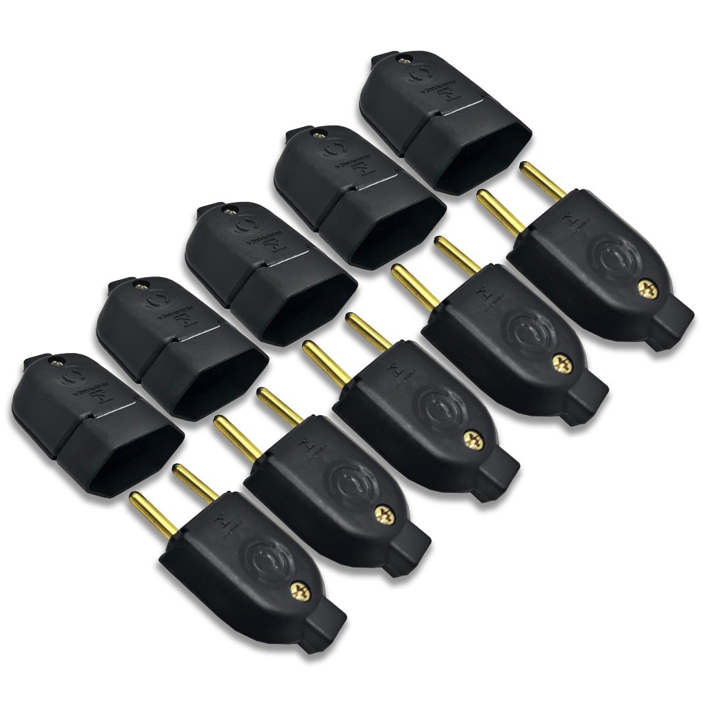 Kit 5 Plugue Pino Macho 10a 2p + 5 Tomada Fêmea 10a Preto em Oferta na Shopee