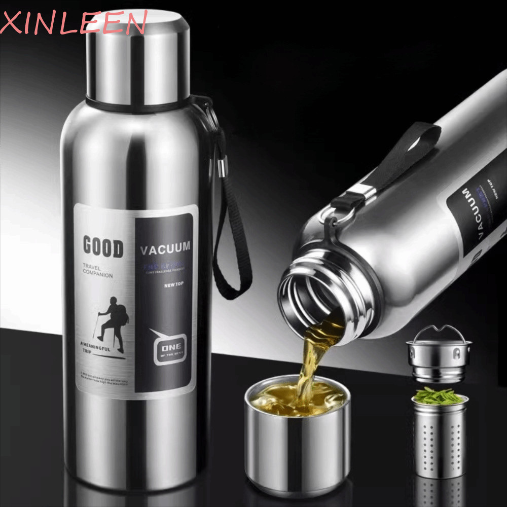 Garrafa Térmica Esportiva XINLEEN , Com Filtro , Copo Isolado Para Viagem Fria/Quente , Aço Inoxidável 316