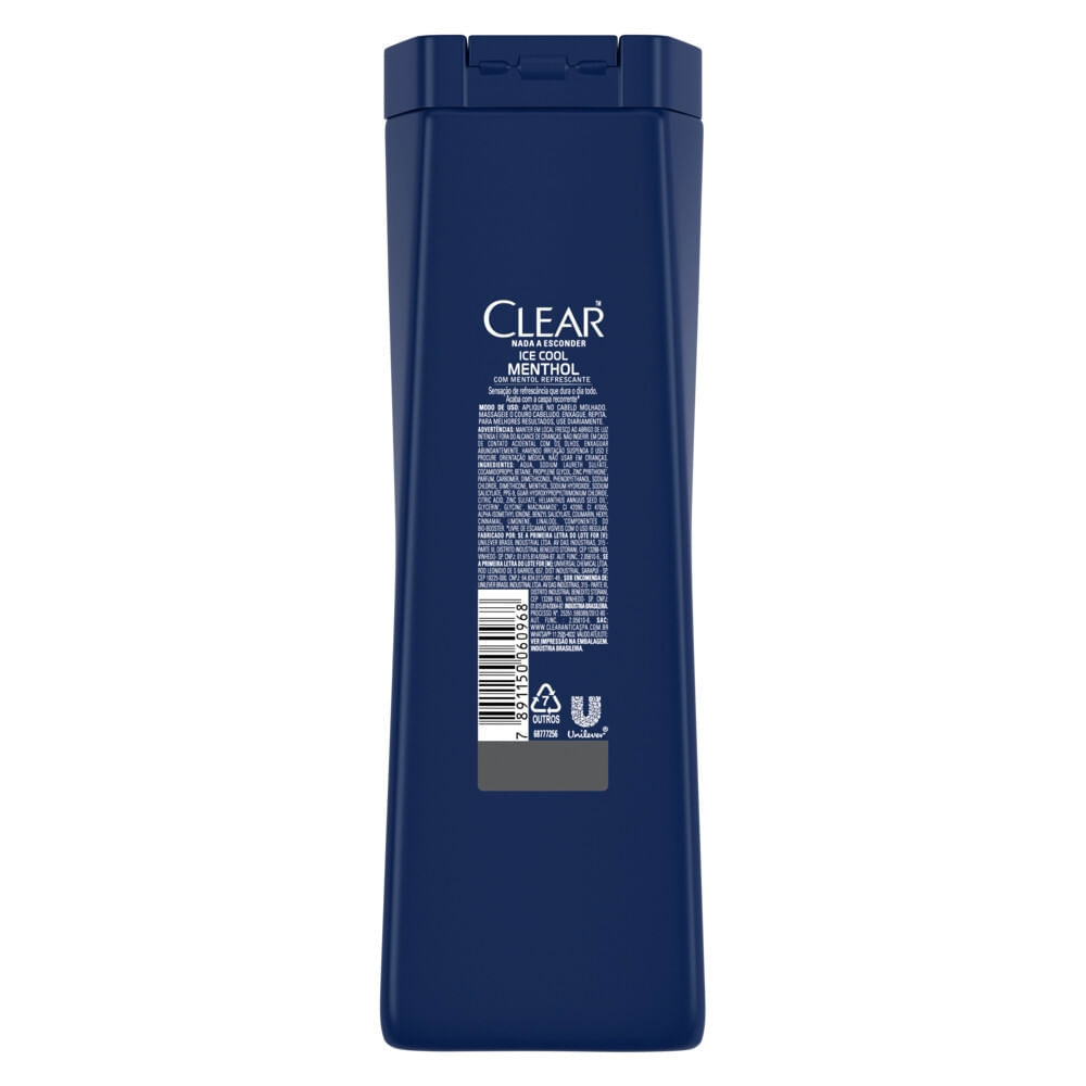 Detalhes do Shampoo Anticaspa Clear Men Ice Cool Menthol 400ml