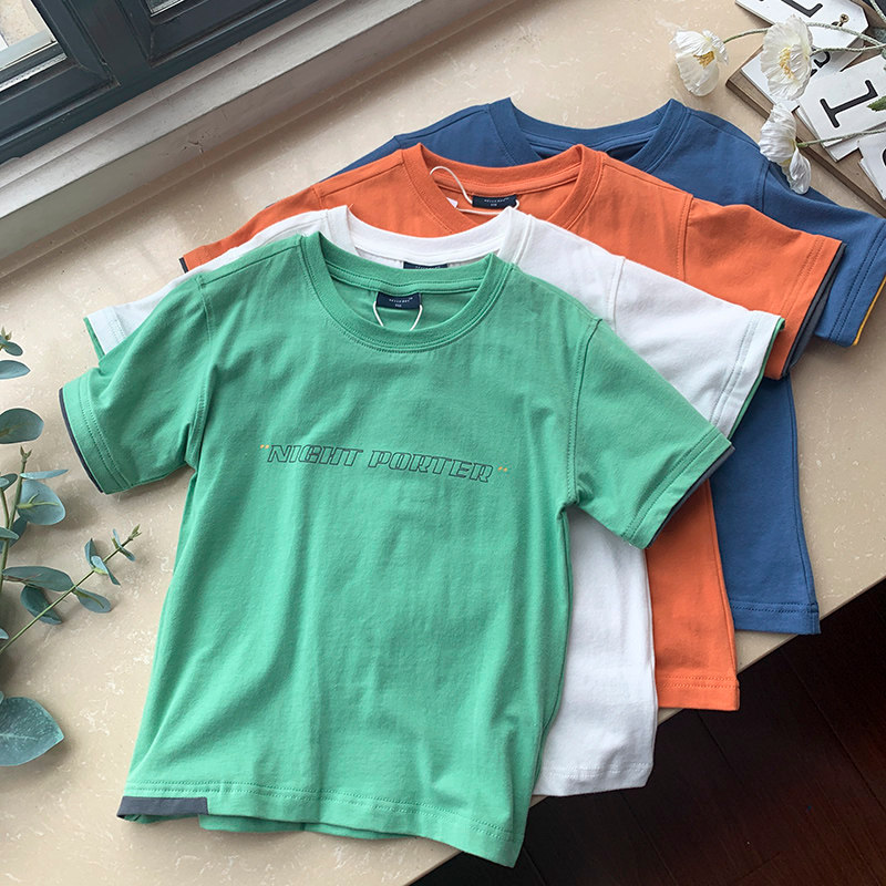Doce cor ~ meninos camiseta de manga curta puro algodão comércio exterior roupas infantis 2023 verão crianças meia manga