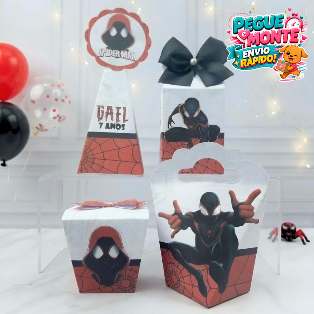 Kit Caixas Homem Aranha Verso | Lembrancinhas Personalizadas | Caixinhas para Festa Infantil | Aniversário