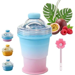 Copo Dobrável 2 em 1 para Fazer Bolas de Gelo, À Prova de Vazamentos, Portátil, com Canudo e Tampa para Café, Suco e Beb