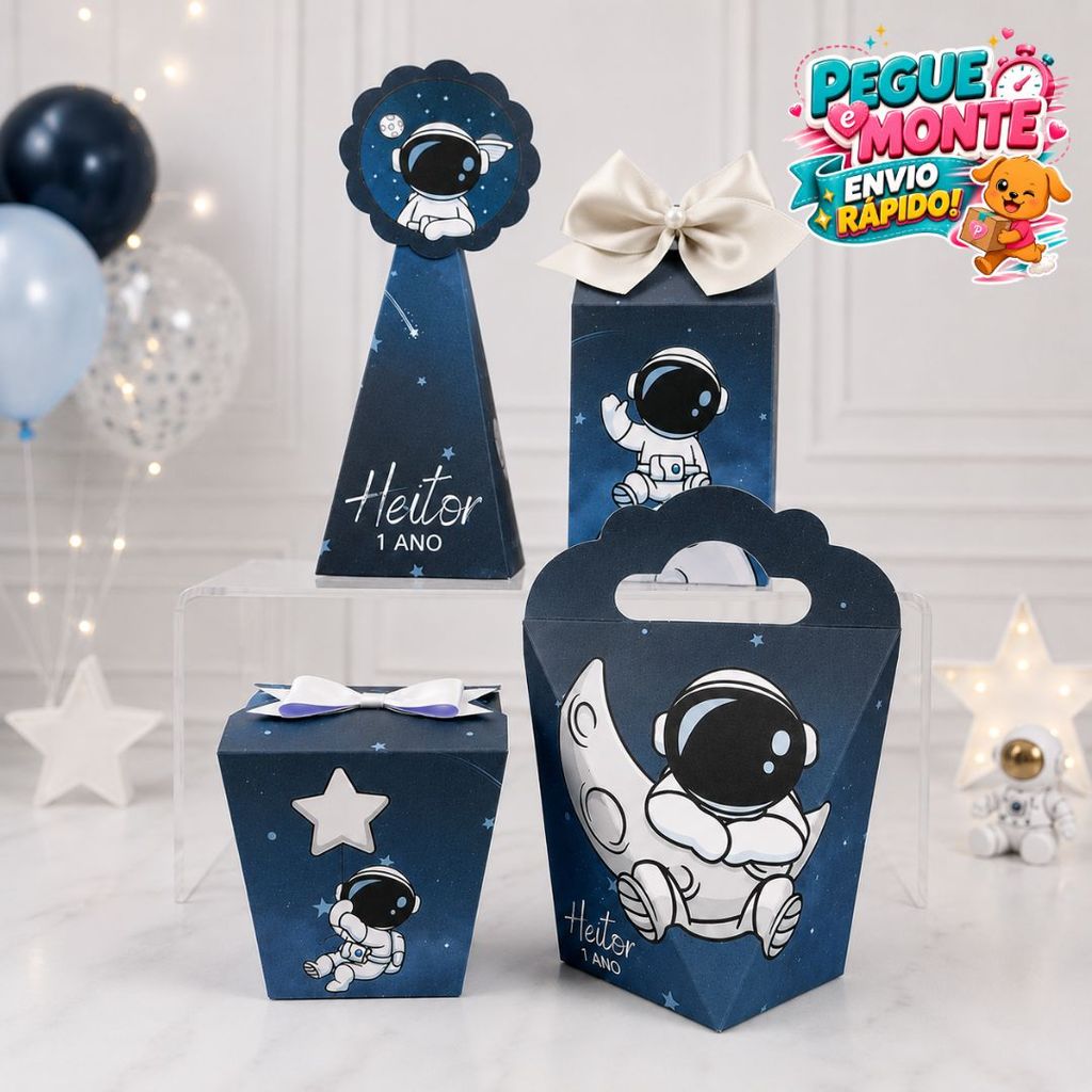 Kit Caixas Astronauta | Lembrancinhas Personalizadas | Caixinhas para Festa Infantil | Aniversário
