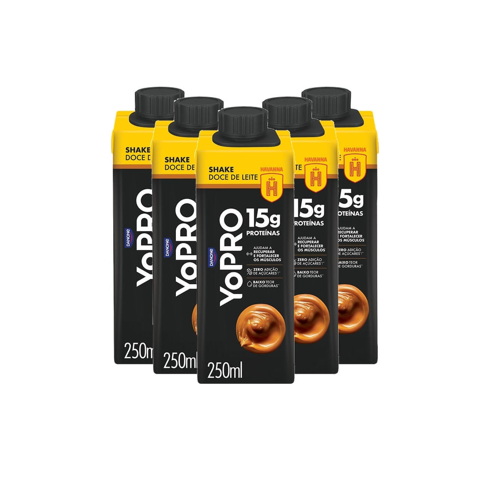 Kit 5 YoPRO Bebida Láctea UHT Doce Leite Havanna 15g de Proteínas 250ml