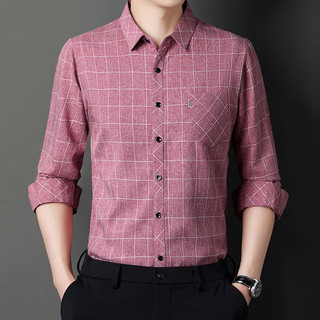 Camisa masculina de manga comprida 2023 outono novo estilo xadrez Anti-rugas All-Match jaqueta de algodão humano versão 
