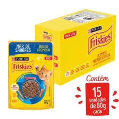 PURINA FRISKIES® MOLHO CREMOSO para Gatos Adultos Mar de Sabores 80g - com 15 unidades