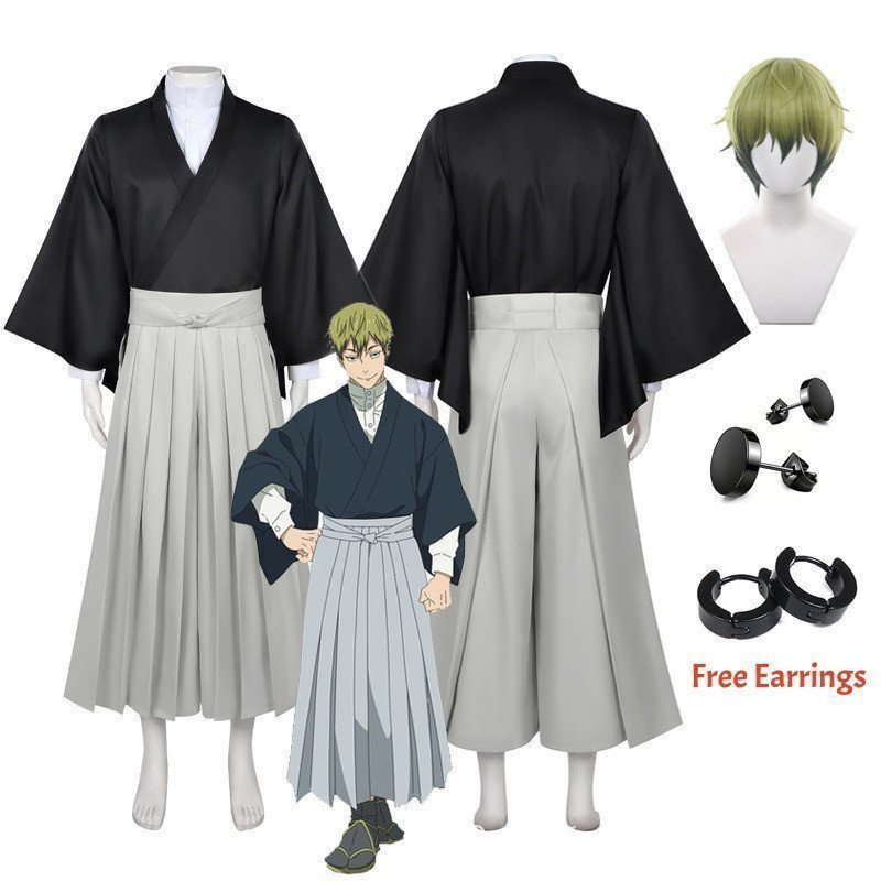 Novidades: Peruca de Cosplay Naoya Zenin de Jujutsu Kaisen, Uniforme Kimono, Brincos, Shimetsu Kaiyuu, Halloween Masculi