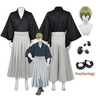 Novidades: Peruca de Cosplay Naoya Zenin de Jujutsu Kaisen, Uniforme Kimono, Brincos, Shimetsu Kaiyuu, Halloween Masculi