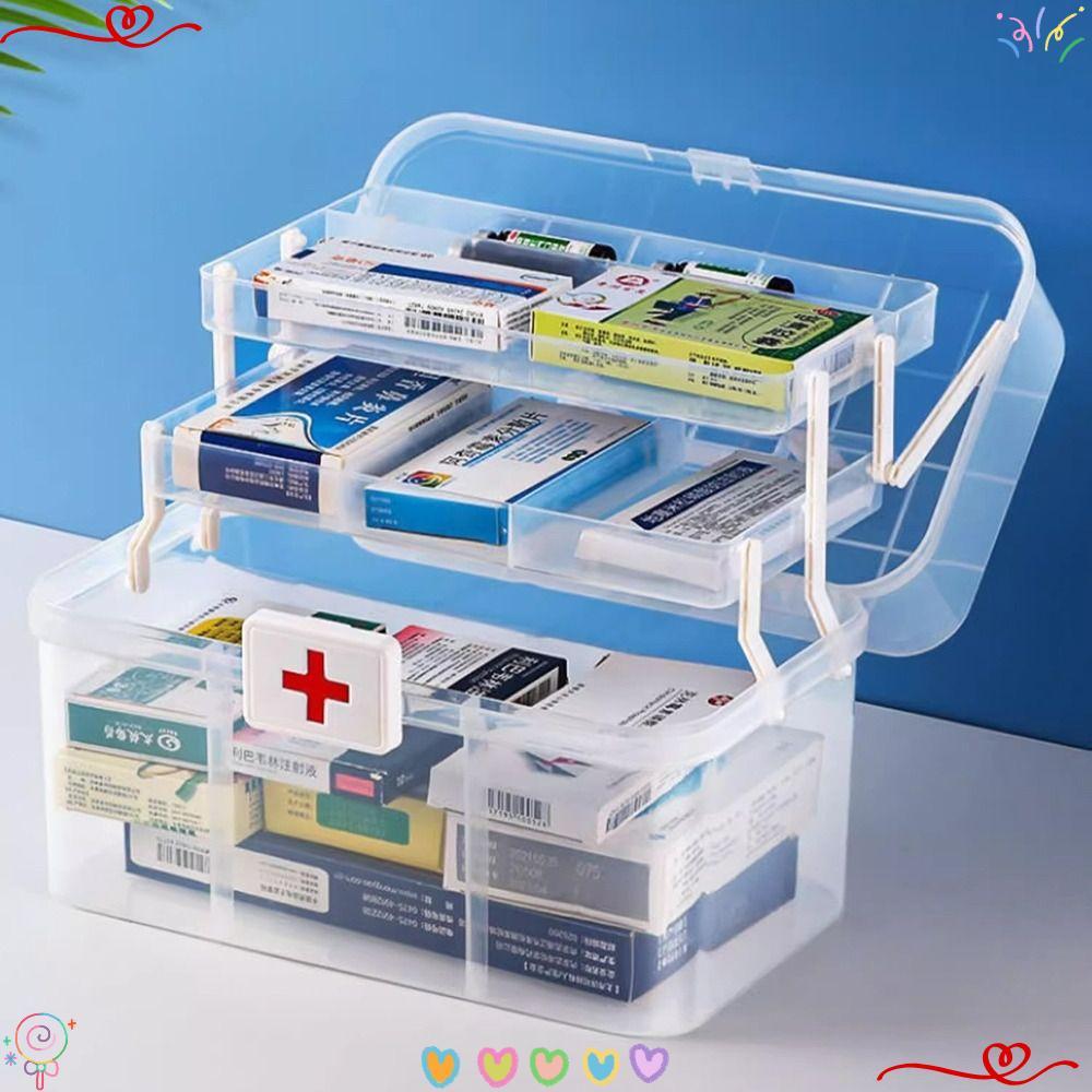 Caixa De Medicamentos De 3 Camadas Com Letras , Armário Plástico De Grande Capacidade , Armazenamento À Prova De Poeira