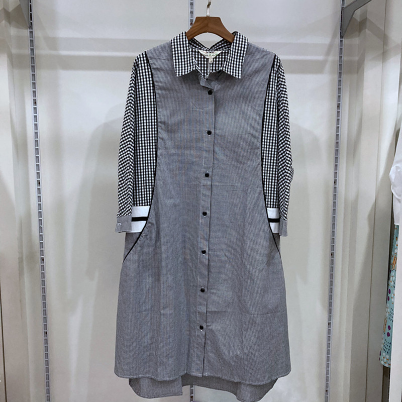 Cor grávida estilo primavera camisa de maternidade estilo vestido de maternidade camisa xadrez longo topo YWQ861913