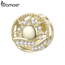 Bamoer Charm Sun & Moon Pingente DIY Para Pulseira Presentes Mulheres