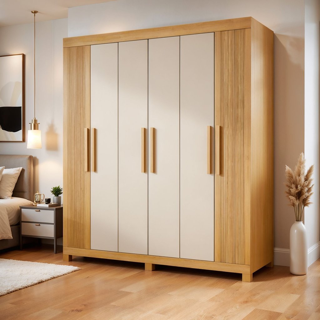 Guarda Roupa Casal 6 Portas 2 Gavetas 100% MDF Norten Marrom/Cinamomo/Off White Cinamomo/Off White