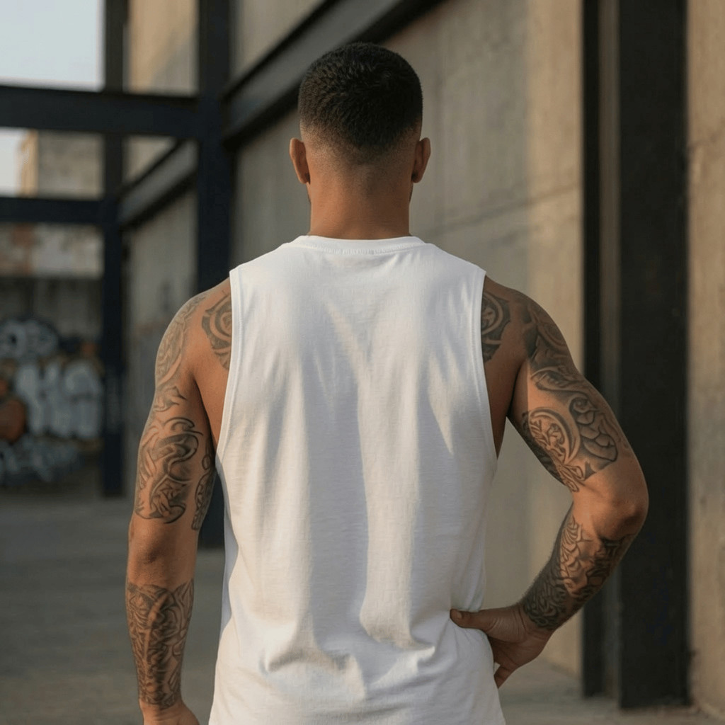 Regata Masculina Estampada Pesca Batidas 100% Algodão Academia Premium Treino Casual Streetwear Verão Camiseta Cavada — imagem 2 de 2